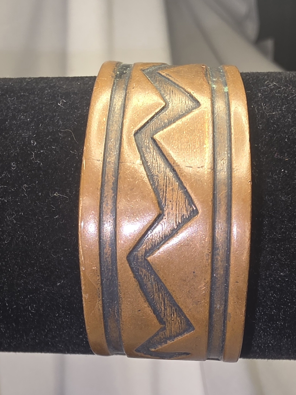 Vintage southwestern-style solid copper cuff bracelet